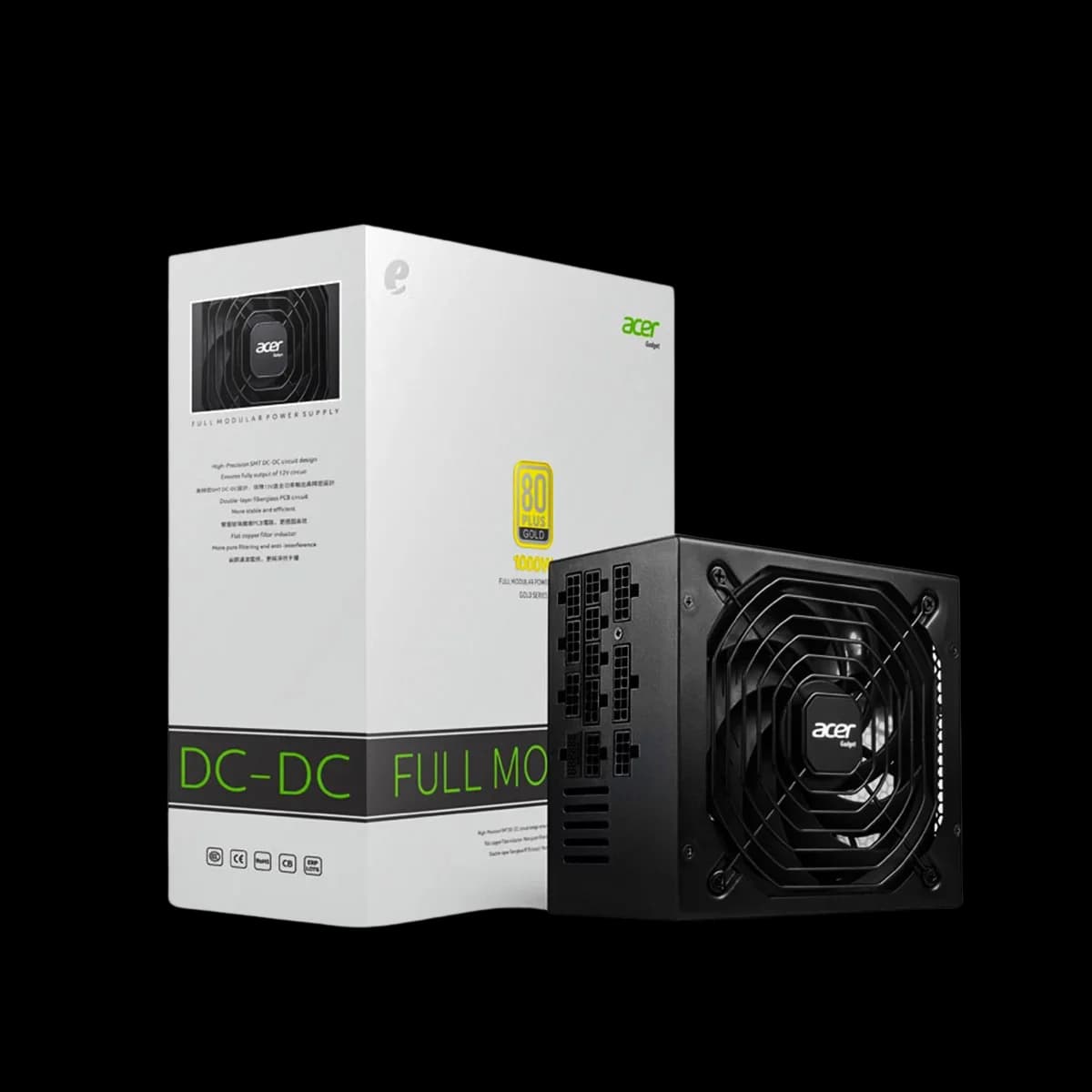 Bloc Alimentation ACER 1000W Full Modular 80PLUS Gold Black