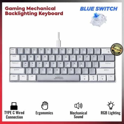 Clavier Jedel Gaming Mechanique Kl81 White Blue Switch