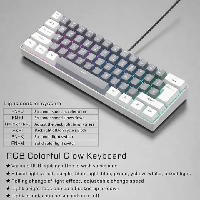 Clavier Jedel Gaming Mechanique Kl61 White Blue Switch